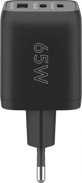 „Goobay 64753“ 65 W USB-C PD GaN daugiaportinis greitasis įkroviklis, Nano, Juodas