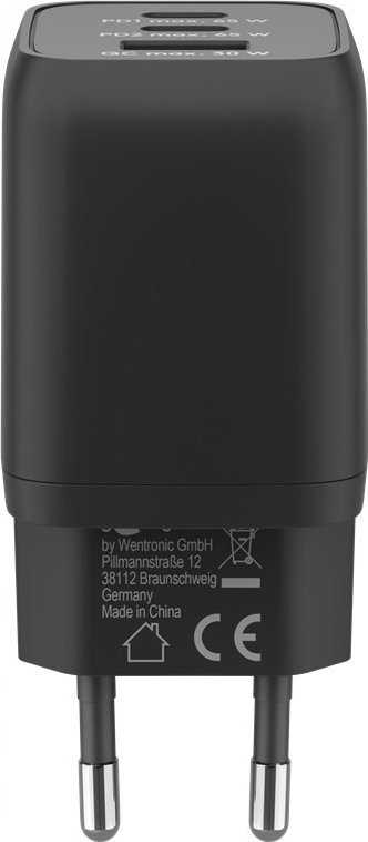 „Goobay 64753“ 65 W USB-C PD GaN daugiaportinis greitasis įkroviklis, Nano, Juodas