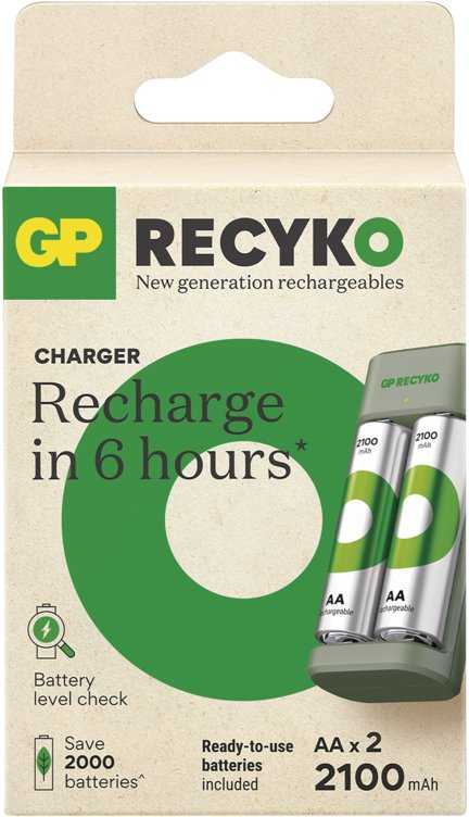 Įkroviklis GP Įkroviklis E221 + 2× AA ReCyko 2100mAh