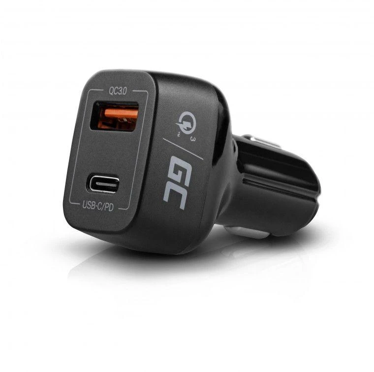 Green Cell Žalias Cell GREENCELL CAD33 automobilinis įkroviklis Žalias Cell USB-C maitinimo tiekimas + USB greitas įkrovimas 3.0