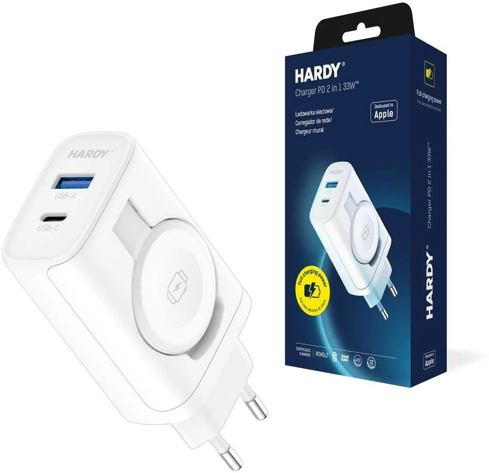 3Mk apsauginis indukcinis tinklo įkroviklis 3mk HARDY įkroviklis PD 2in1 33W USB-C USB-A - baltas