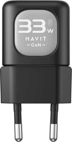 Havit UC20 - GaN 65 W trijų prievadų kelioninis pakrovėjas, juodas