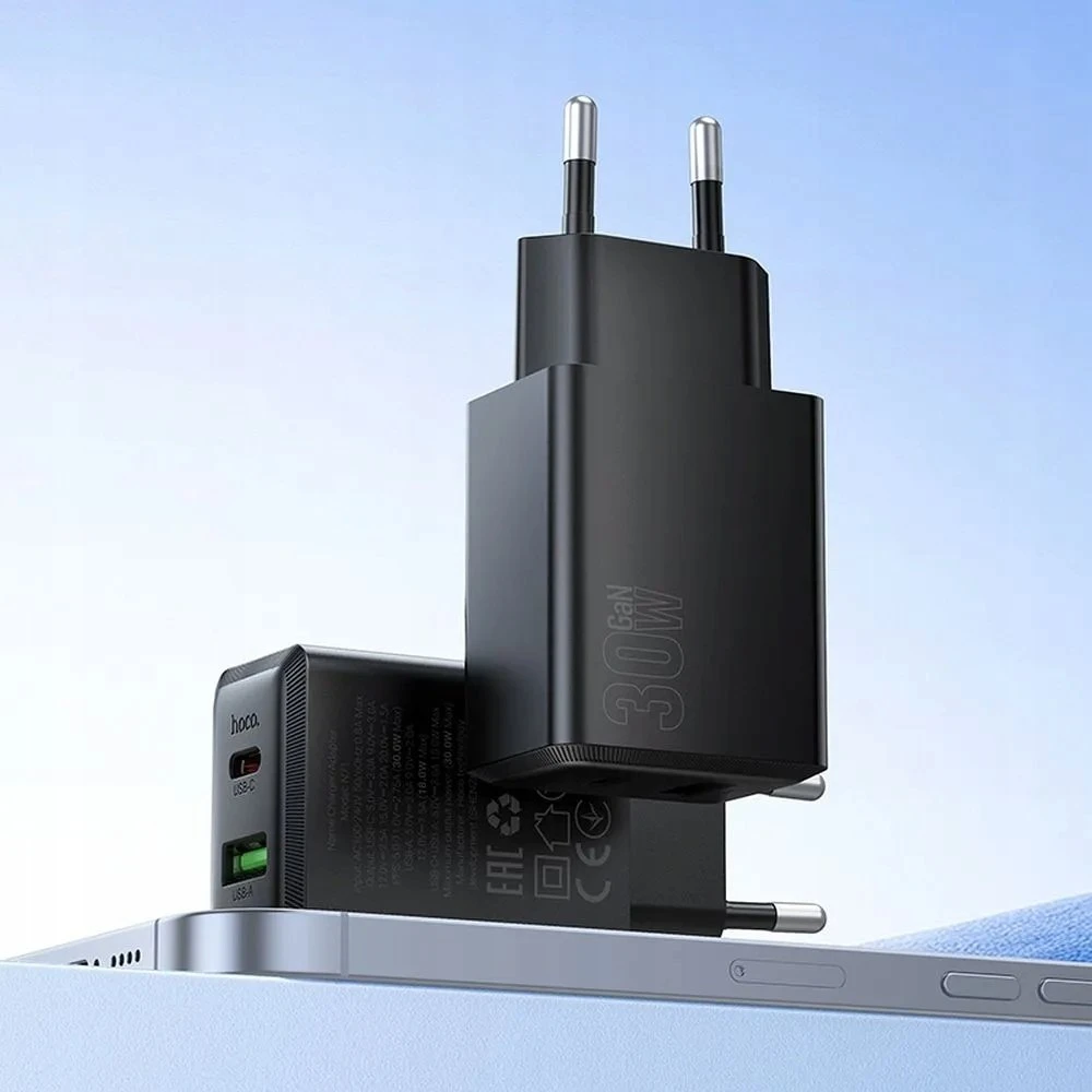 Telefono įkroviklis Hoco USB A + USB C QC3.0 PD AFC 3A 30W N71 juodas