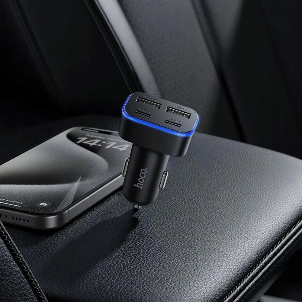 Car charger Hoco 2xUSB A + 2xUSB C PD QC3.0 42W Z63 juodas