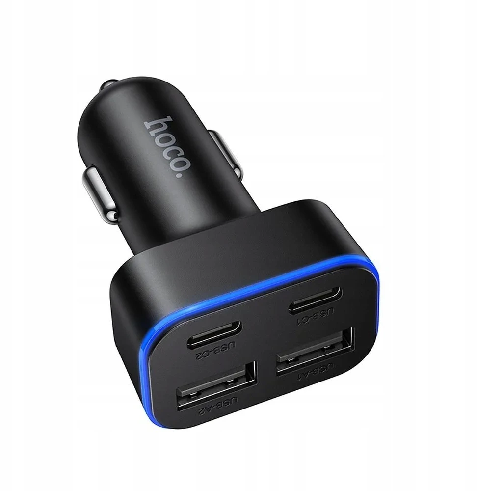 Car charger Hoco 2xUSB A + 2xUSB C PD QC3.0 42W Z63 juodas