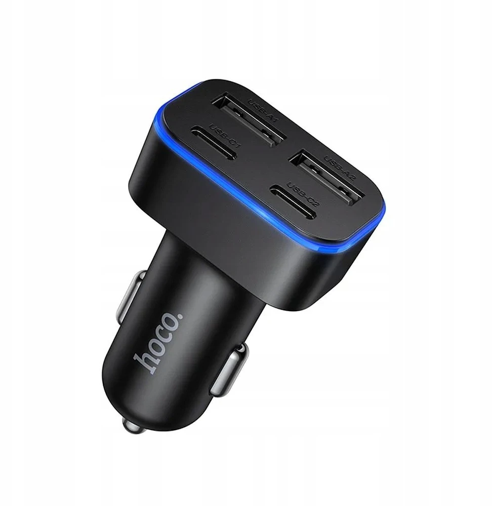 Car charger Hoco 2xUSB A + 2xUSB C PD QC3.0 42W Z63 juodas