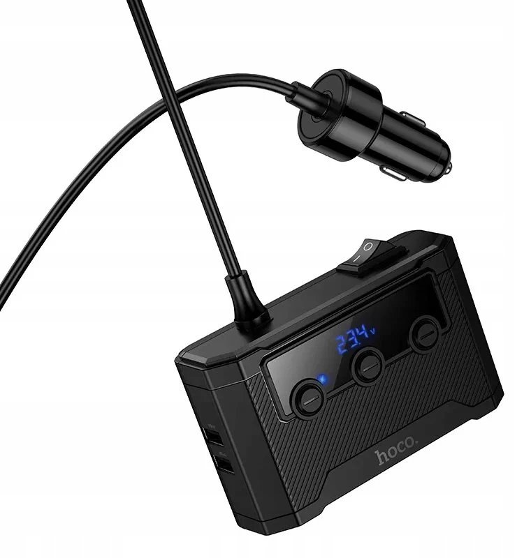 Car charger Hoco 2xUSB A + 2xUSB C+3x cigarette lighter jungtys PD QC3.0 240W Z64 juodas