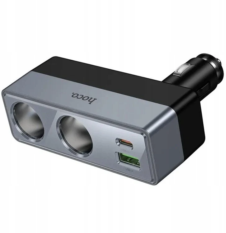 Automobilinis įkroviklis Hoco 1xUSB A + 1xUSB C+2x cigarečių degiklio jungtis PD QC3.0 max 240W/24V Z65B juodas