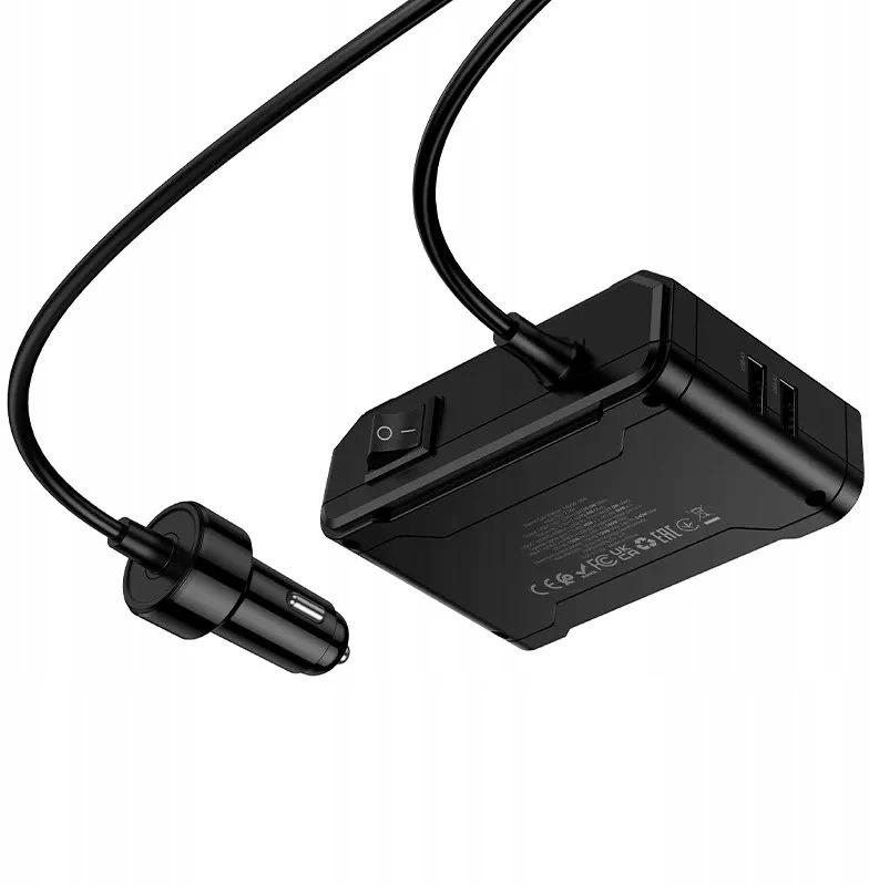 Car charger Hoco 2xUSB A + 2xUSB C+3x cigarette lighter jungtys PD QC3.0 240W Z64 juodas
