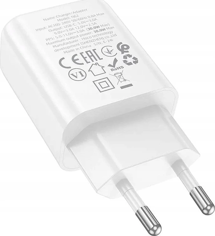 Telefono įkroviklis Hoco USB C QC PD 30W N62 baltas