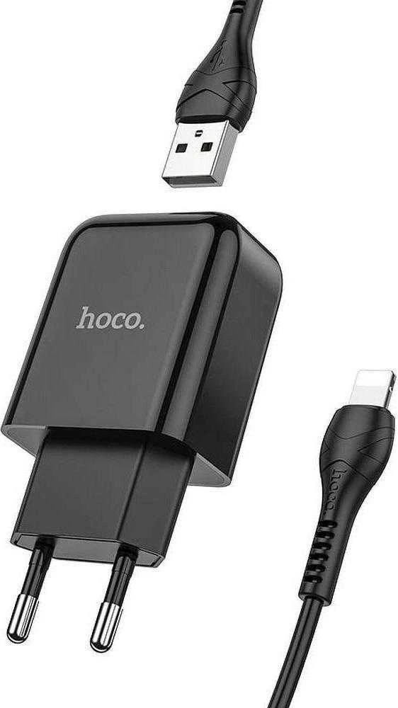 Telefono įkroviklis Hoco USB A 2A 10W + laidas USB A į Lightning N2 juodas