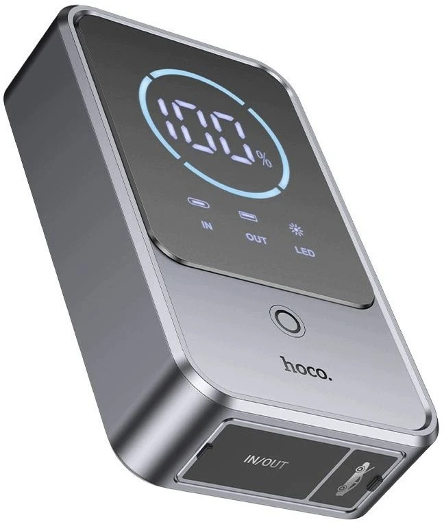 Powerbankas 10000 mAh 2,4A 18W su automobilio užvedimo funkcija Hoco QS7 metal pilka