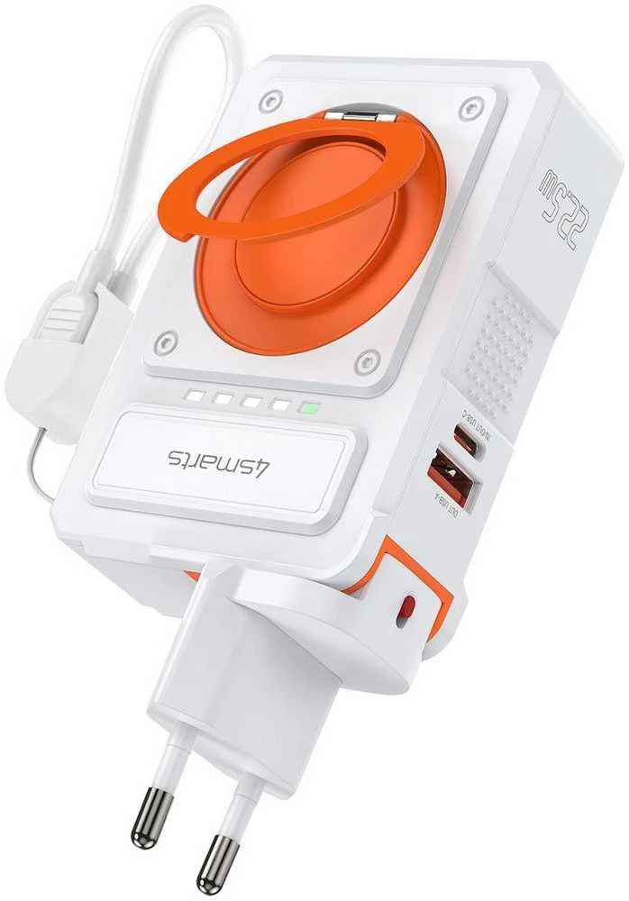 Hibridinis įkroviklis „4smarts 6-in-1 USB-C/USB-A PD 22,5 W“ su 10 000 mAh išorine baterija, „Qi“ belaidžiu įkrovimu,