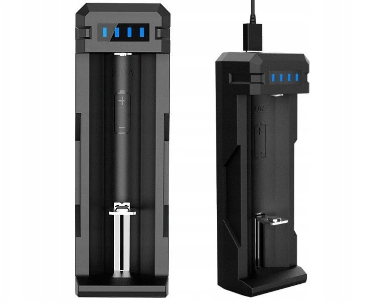 Įkroviklis Li-ion cilindrinių akumuliatorių 18650 USB-C įkroviklis - 1 kanalas
