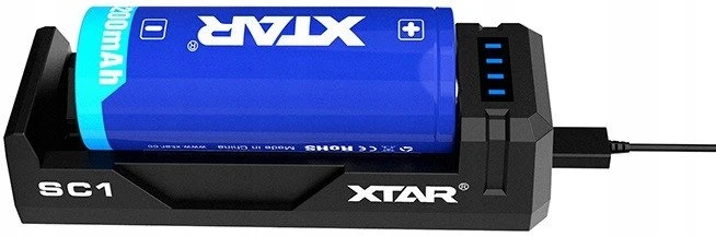 Įkroviklis Li-ion cilindrinių akumuliatorių 18650 USB-C įkroviklis - 1 kanalas
