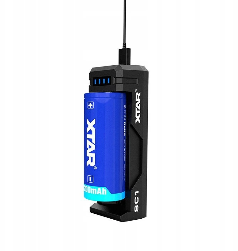 Įkroviklis Li-ion cilindrinių akumuliatorių 18650 USB-C įkroviklis - 1 kanalas