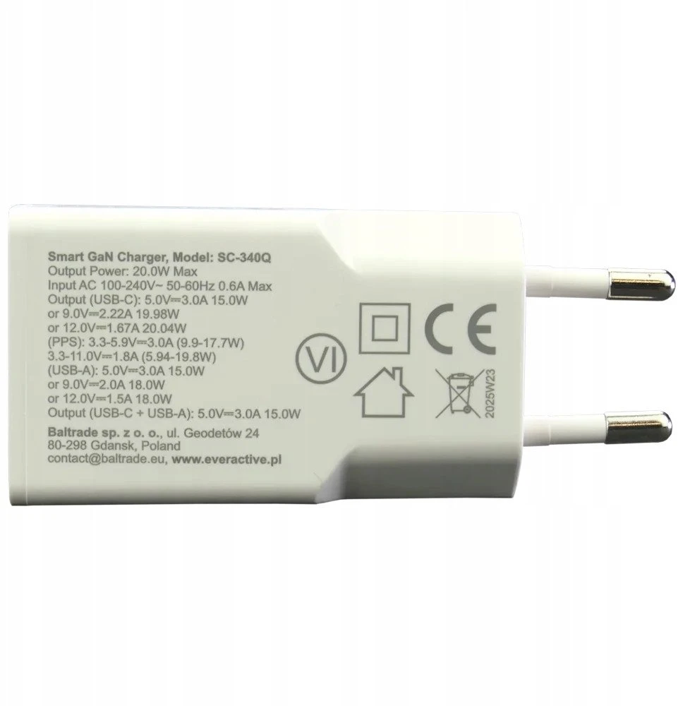 Everactive Įkroviklis SUPER SLIM SC-340Q GaN 1 1 20 W