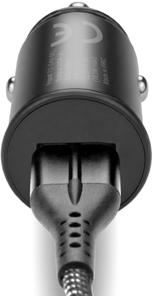 Automobilinis Įkroviklis - everActive CC-15QC 18W su USB-C Kabeliu LED, Juoda
