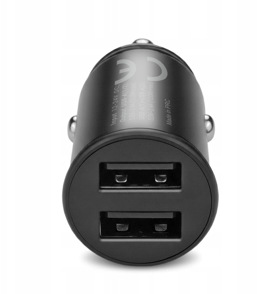 Automobilio Įkroviklis - everActive CC-25 12W Dual USB-A Ports 5V/2.4A, Juoda