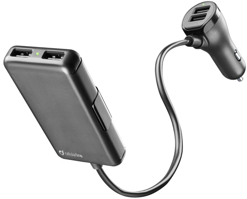 Cellular Line Įkroviklis Įkroviklis samochodowa Cellularline s 4 x USB, 7.2 A, juoda