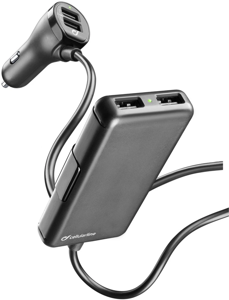 Cellular Line Įkroviklis Įkroviklis samochodowa Cellularline s 4 x USB, 7.2 A, juoda