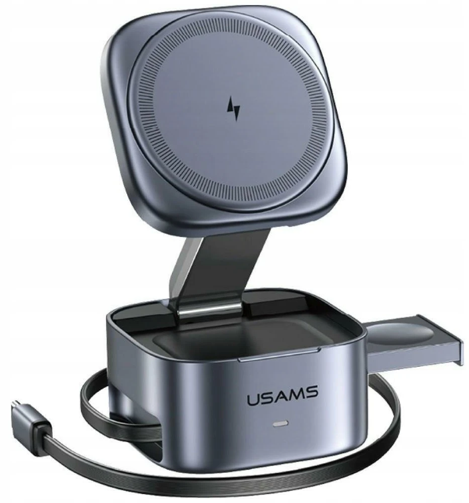 Belaidis įkroviklis 3in1 Usams CD257 Qi2 tarnish
