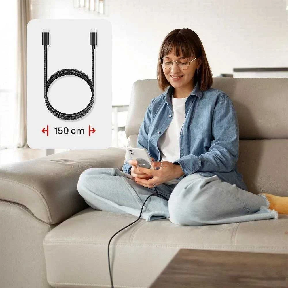 Belaidis įkroviklis Forcell F-Energy Smart Charge USB C Qi2 15W, suderinamas su MagSafe, su nuimamu laidu, 1,5 m ilgio, sidabrinis