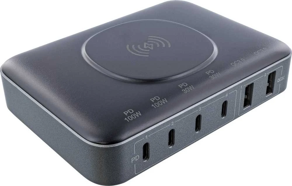 Įkroviklis InLine Qi Powerstation Multiportowa 2x USB-A 4x USB-C 100 W (31517K)