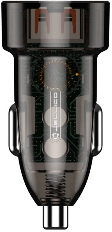 Automobilinis įkroviklis 30W PD USB-C + USB 3.0 Jellico F12 juodos spalvos