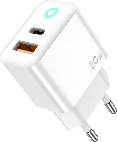 Jellico EU11 20W PD GaN Universāls adaptīvs ātrais lādētājs ar USB-C (5-12V) / USB 3A Balts