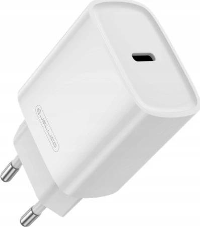 JELLICO sieninis įkroviklis EU53 PD 30W 1xUSB-C + USB-C laidas - Lightning Baltas