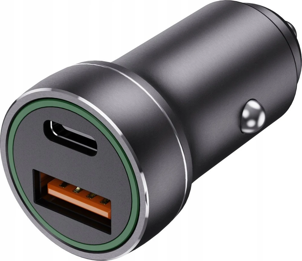 JELLICO automobilinis įkroviklis F4 PD 20W 1xUSB-C + 1xUSB QC3.0 + USB-C laidas Juodas