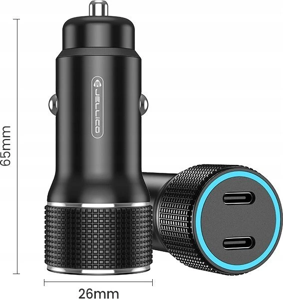 JELLICO car charger F8 PD 40W 2xUSB-C Juodas