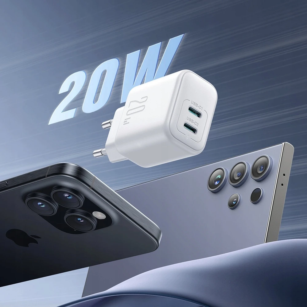 Joyroom JR-TCF12 tinklo įkroviklis 2x USB-C 20W PD / QC 3.0 - baltas