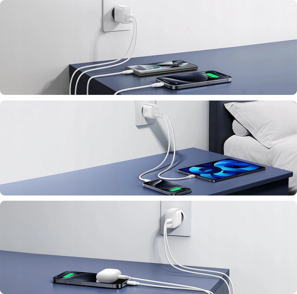 Joyroom JR-TCF12 tinklo įkroviklis 2x USB-C 20W PD / QC 3.0 - baltas