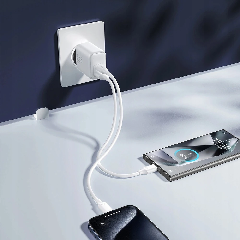 Įkroviklis Joyroom JR-TCF21 20W USB-C/USB-A baltas