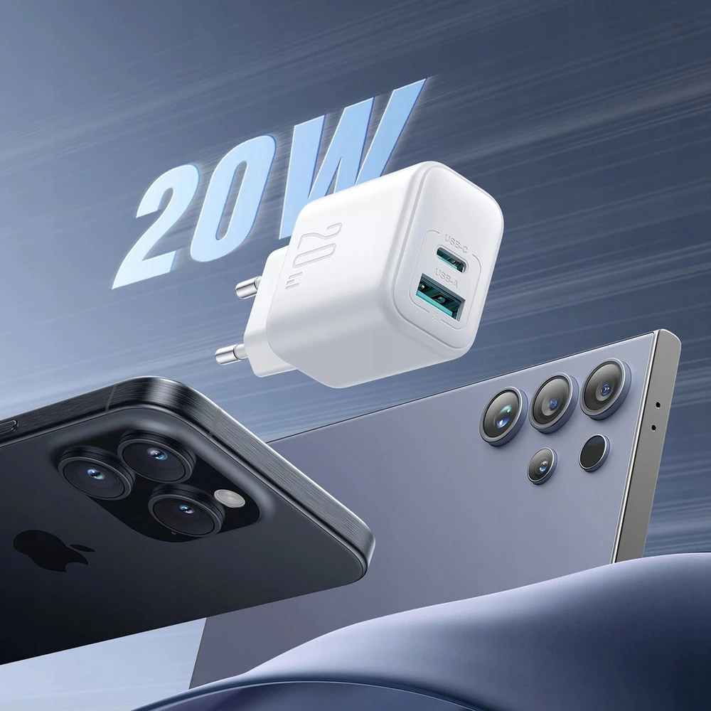 Įkroviklis Joyroom JR-TCF21 20W USB-C/USB-A baltas