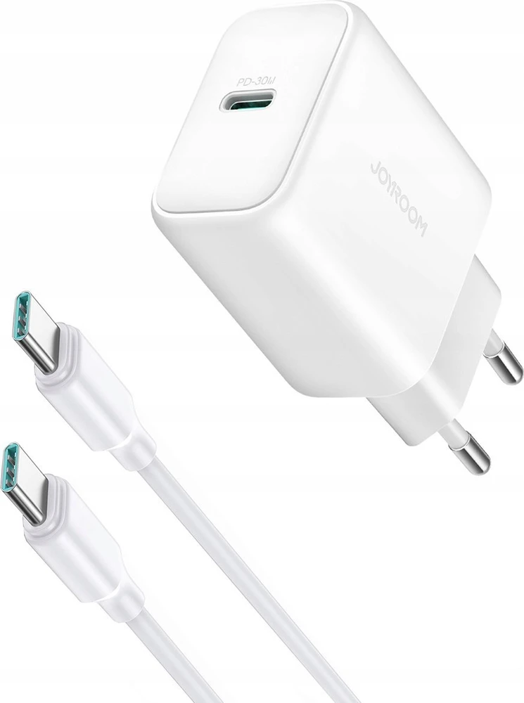 Įkroviklis Joyroom JR-TCF24 30W USB-C + USB-C į USB-C laidas 1,0m baltas