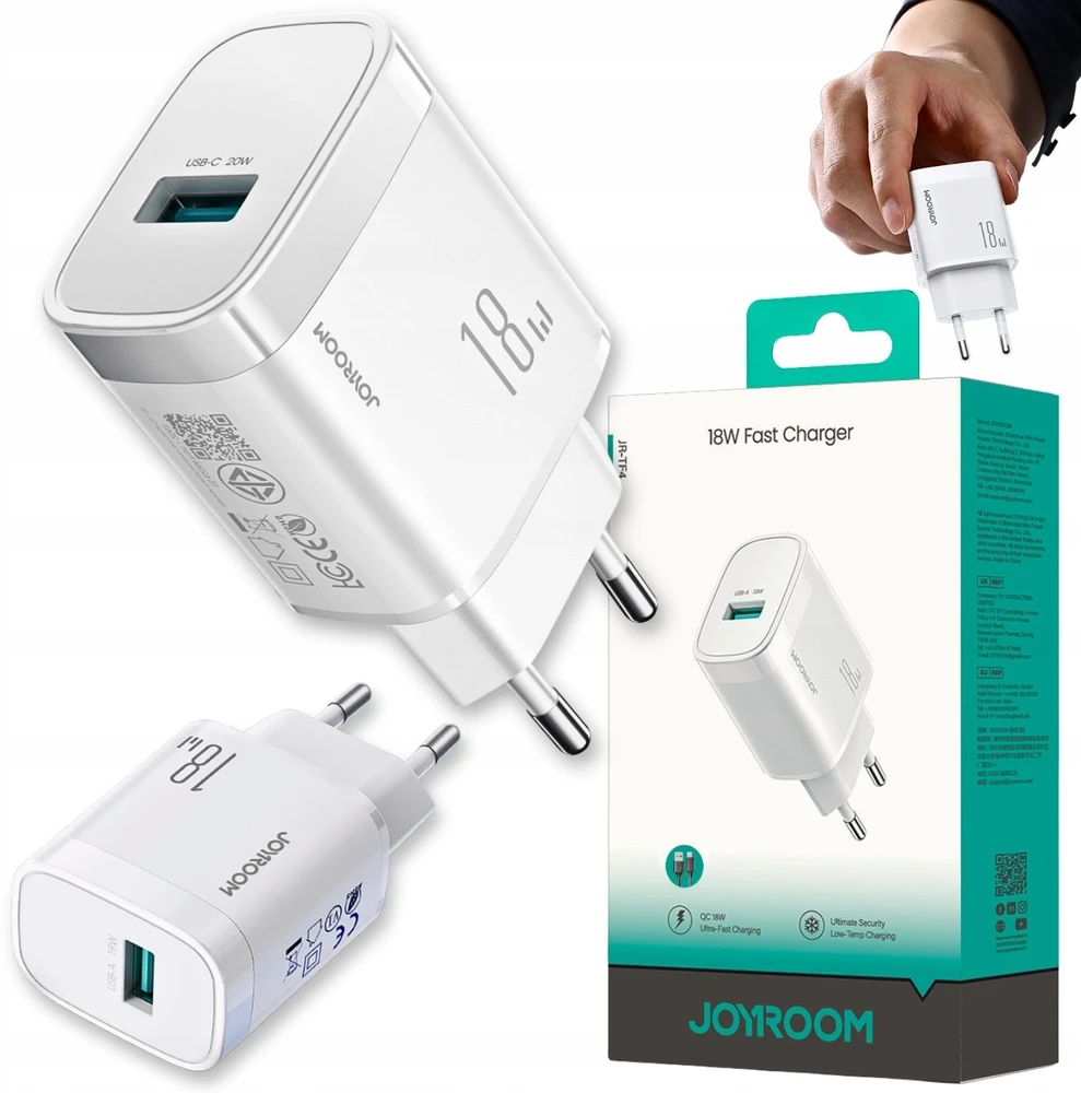 Joyroom JR-TF4 18W USB-A sieninis įkroviklis - Baltas
