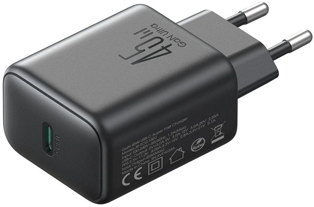 Joyroom JR‑TCG13 45W GaN USB‑C įkroviklis juodas
