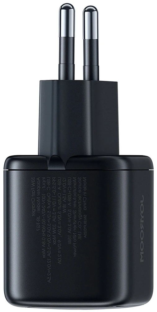 Joyroom JR-TG7 33W USB-A + USB-C sieninis įkroviklis su 60W USB-C į USB-C 1m laidu - Juodas