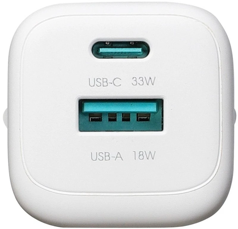 Joyroom JR-TG7 33W USB-A + USB-C sieninis įkroviklis su 60W USB-C į USB-C 1m laidu - Baltas