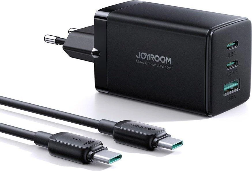 Įkroviklis GaN Ultra 65W 2C1A Kabelis CC Joyroom TCG01 (juodas)