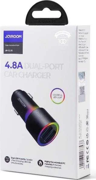 Automobilinis įkroviklis Joyroom JR-CL10 LED 2xUSB 24W juodas