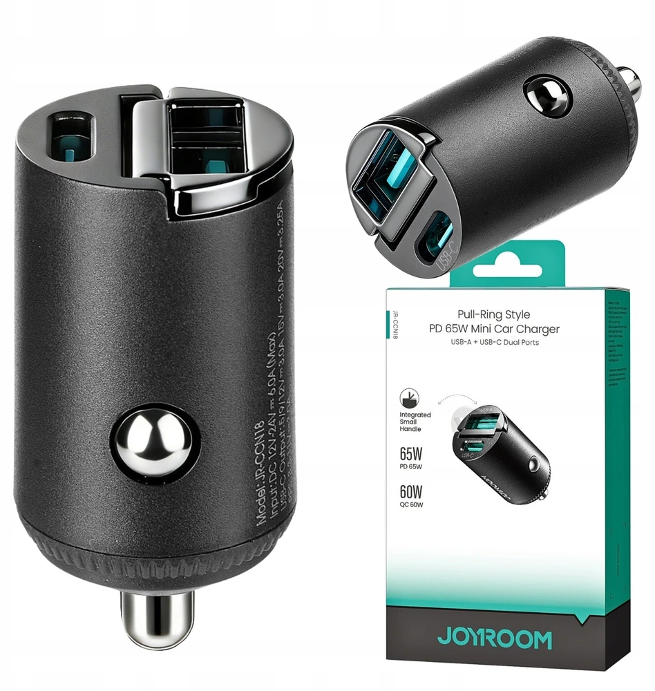 Joyroom JR-CCN18 65W USB-A USB-C Car Charger - Juodas