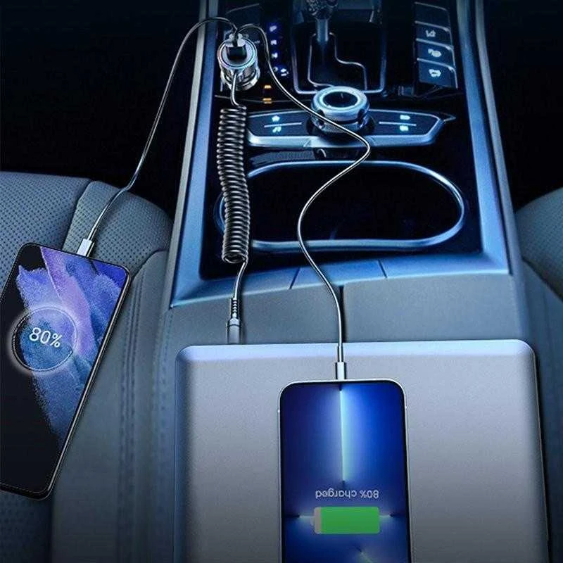 Įkroviklis automobilinis Joyroom (JR-CL07) 3IN1 (1xUSB, 1xUSB-C 1.6M 72W) su Type-C laidu juodas