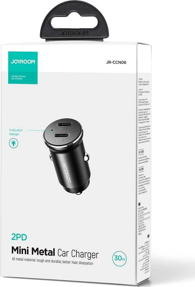 Automobilinis įkroviklis Joyroom CCN06 2xUSB-C 30W juodas