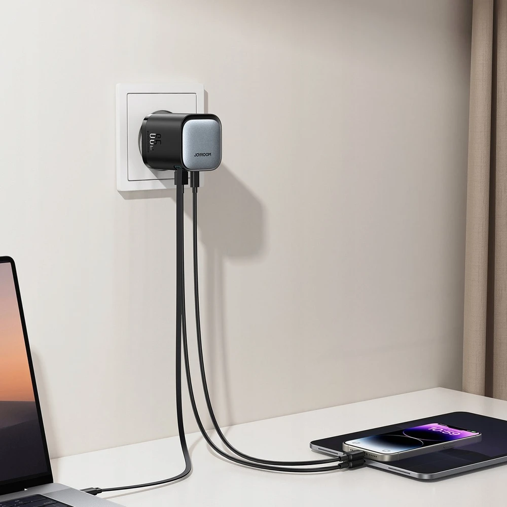 Maitinimo įkroviklis su ištraukiamu kabeliu 65W Joyroom TCL02 GaN