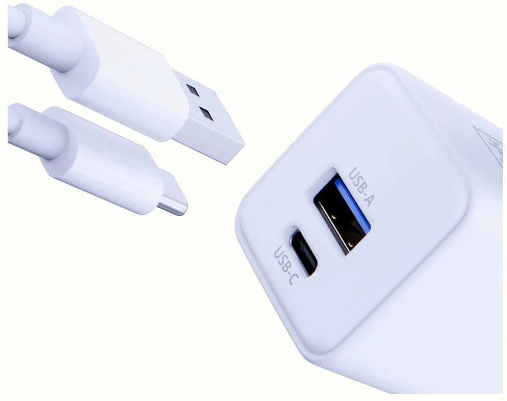 3Mk Protection 3mk Hyper GaN įkroviklis 20W QC4+ PD PPS USB-C USB-A sieninis įkroviklis - Baltas
