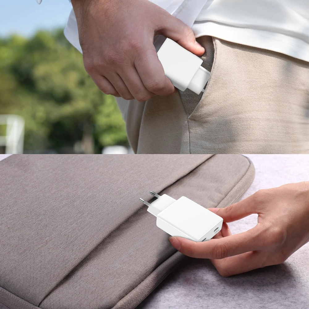 Įkroviklis jungiama į tinklą 4smarts FlatPlug Slim Dual 30W GaN 2xUSB-C balta